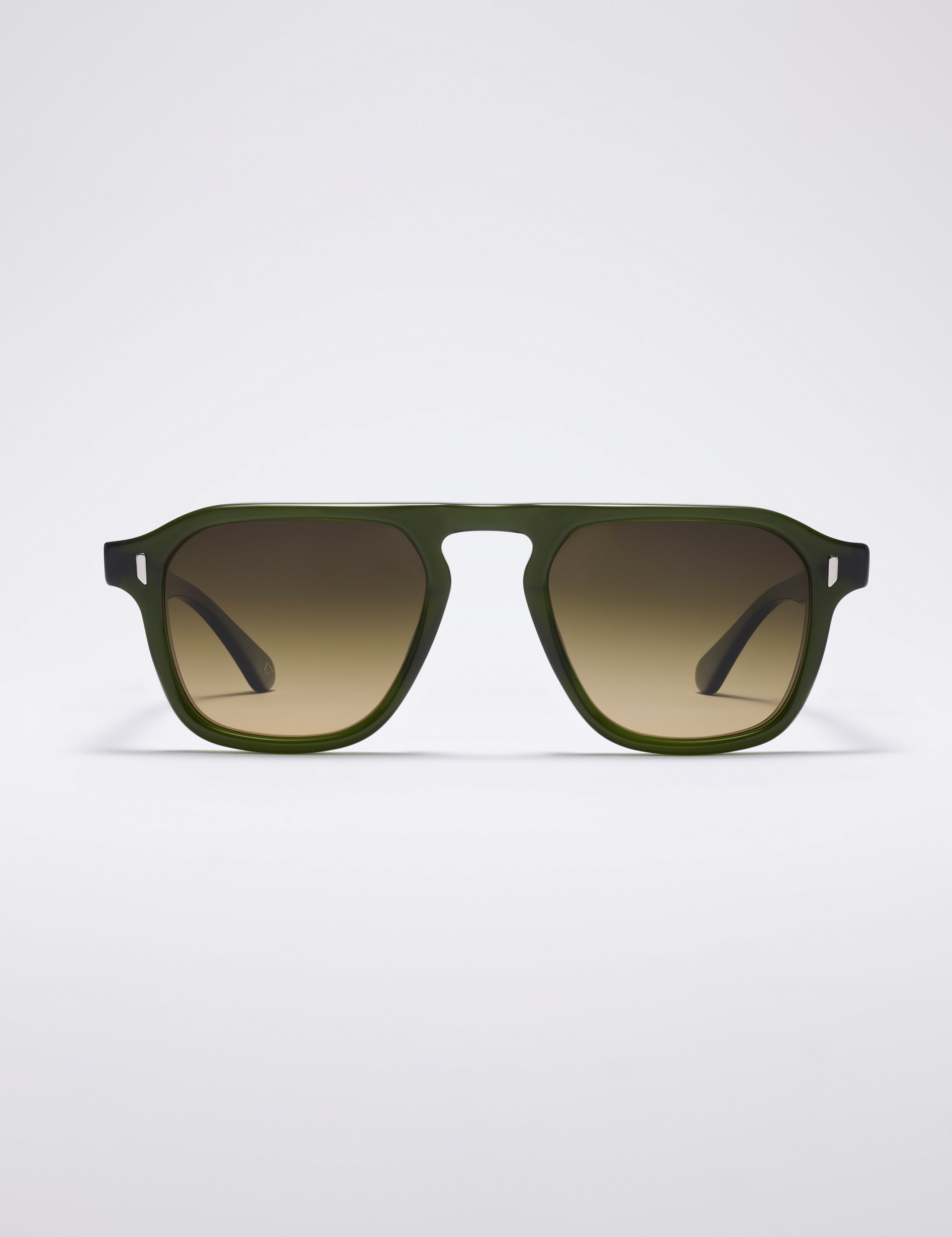Front view of Sequoia Sunglass in Green Tortoise with Green Gradient Lens from AETHER Apparel.